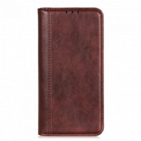 Schutzhülle Für Xiaomi Redmi Note 10 / 10S Flip Case Version Aus Litschi-spaltleder