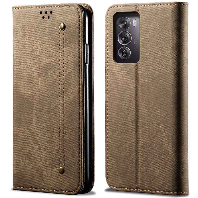 Flip Case Oppo Reno 12 Pro 5g Handyhülle Jeansstoff