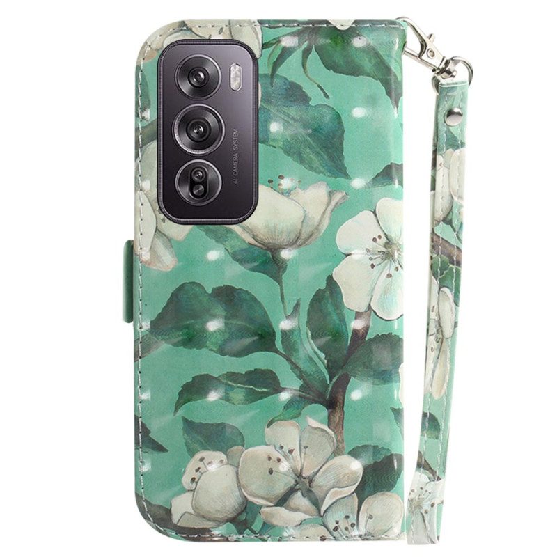 Lederhüllen Oppo Reno 12 Pro 5g Aquarellblumen Mit Riemen