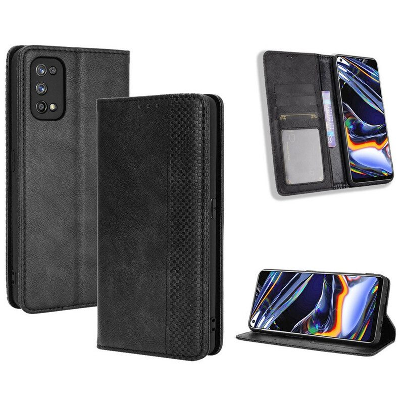 Schutzhülle Für Realme 7 Pro Flip Case Stilisierter Vintage-ledereffekt