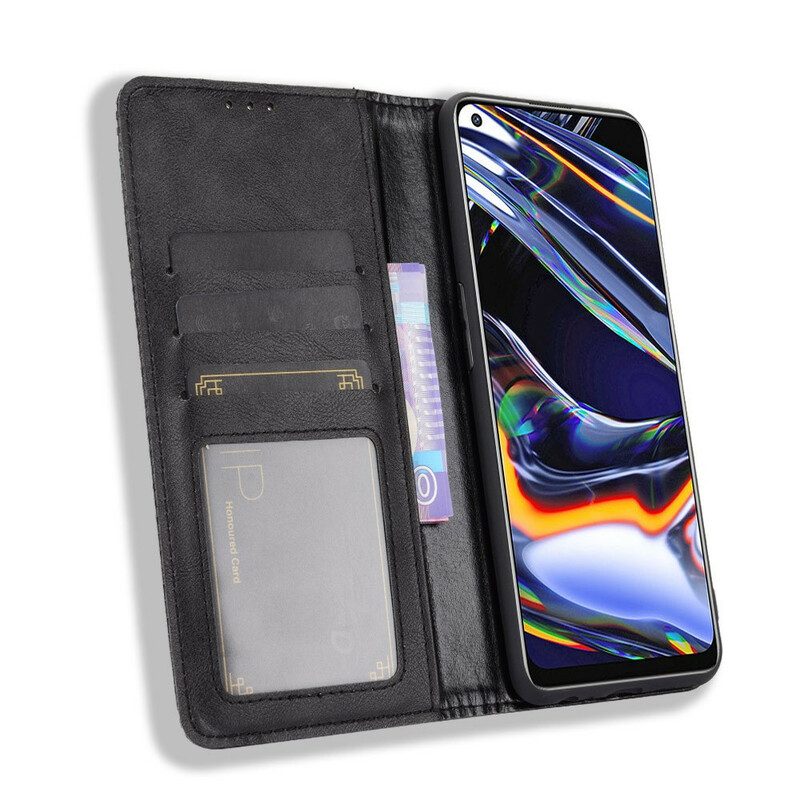 Schutzhülle Für Realme 7 Pro Flip Case Stilisierter Vintage-ledereffekt