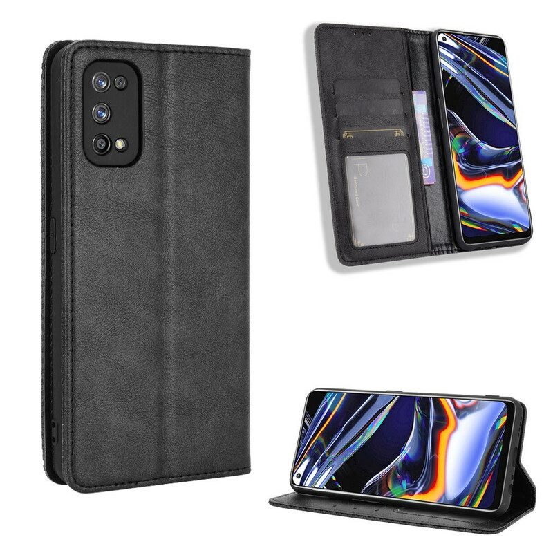 Schutzhülle Für Realme 7 Pro Flip Case Stilisierter Vintage-ledereffekt