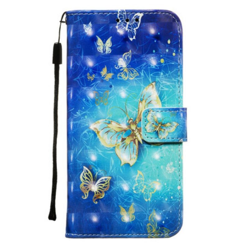 Flip Case Für Samsung Galaxy Note 10 Goldene Schmetterlinge