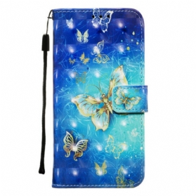 Flip Case Für Samsung Galaxy Note 10 Goldene Schmetterlinge