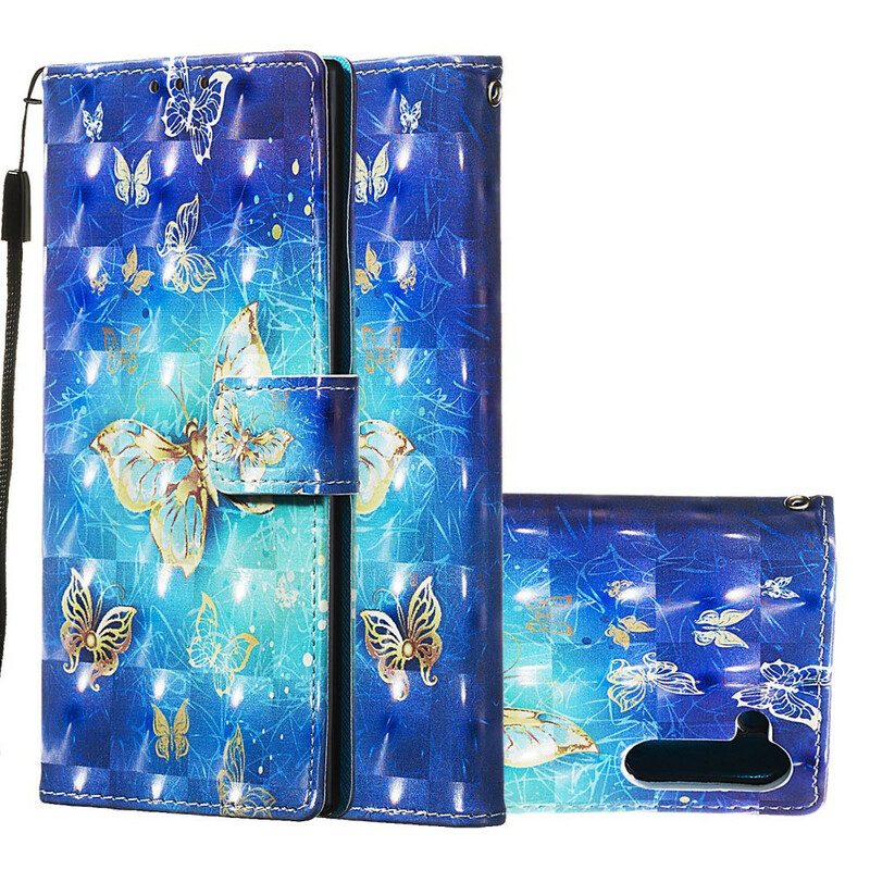 Flip Case Für Samsung Galaxy Note 10 Goldene Schmetterlinge