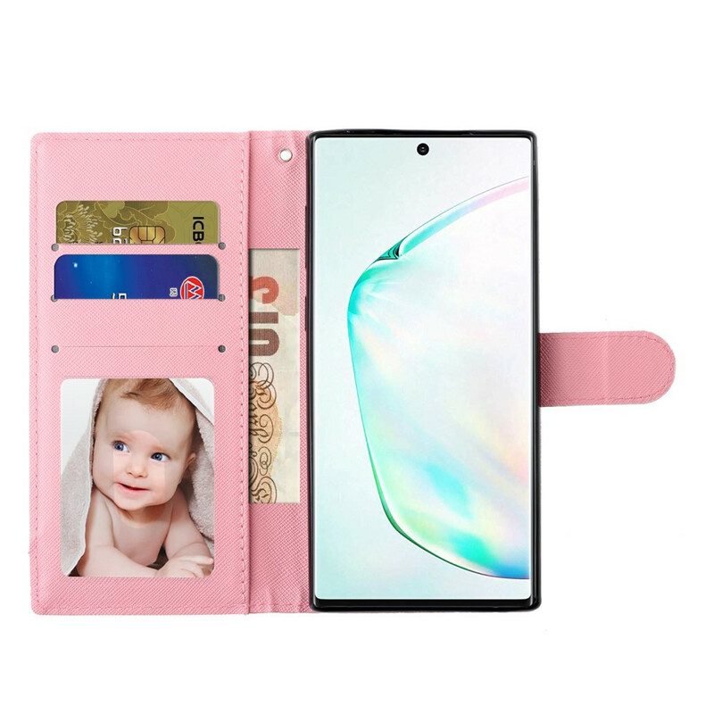 Flip Case Für Samsung Galaxy Note 10 Mit Kordel Light Spot Teddybären Mit Riemen