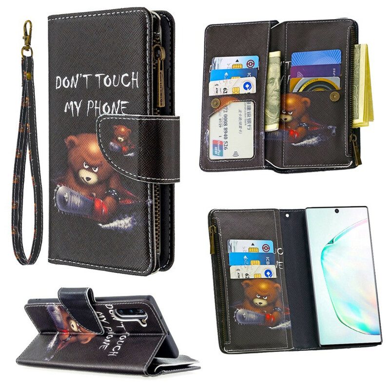 Flip Case Für Samsung Galaxy Note 10 Taschenbär Mit Reißverschluss