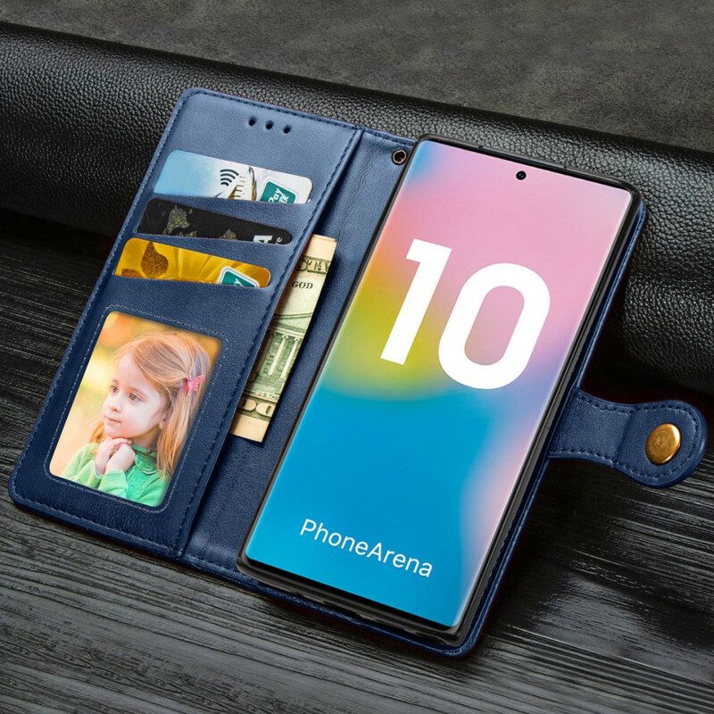 Lederhüllen Für Samsung Galaxy Note 10 Mit Kordel Glattes Riemchen Aus Kunstleder