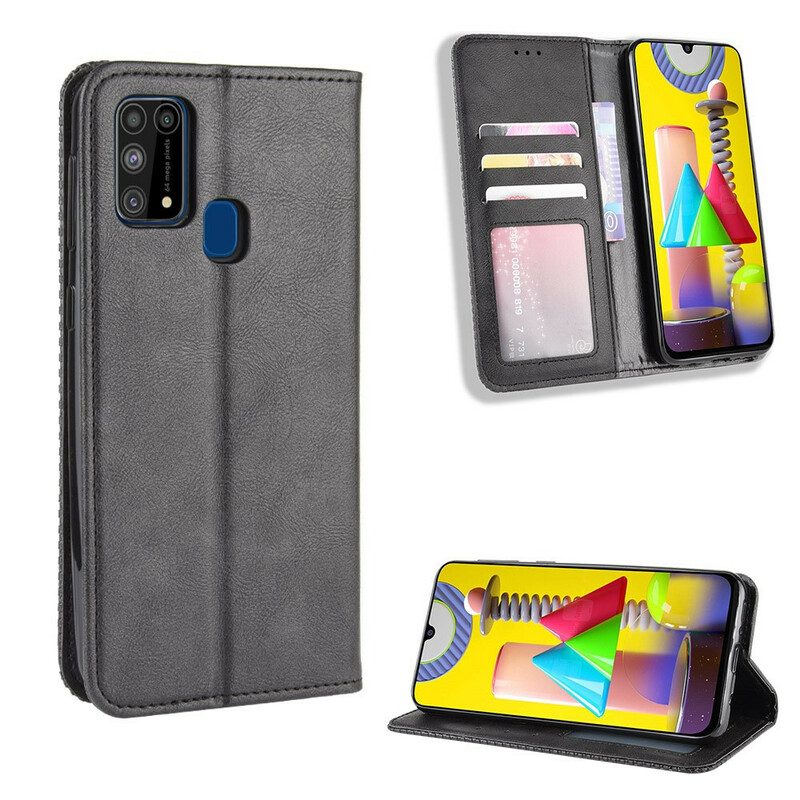 Schutzhülle Für Samsung Galaxy M31 Flip Case Stilisierter Vintage-ledereffekt