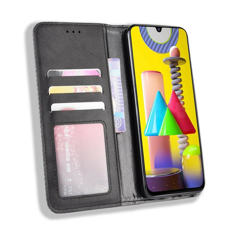 Schutzhülle Für Samsung Galaxy M31 Flip Case Stilisierter Vintage-ledereffekt