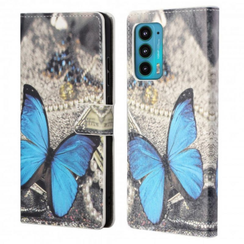 Flip Case Für Motorola Edge 20 Blauer Schmetterling