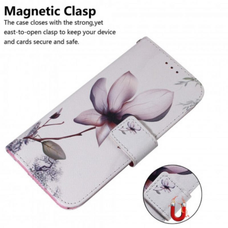 Flip Case Für Motorola Edge 20 Blume Staubiges Rosa