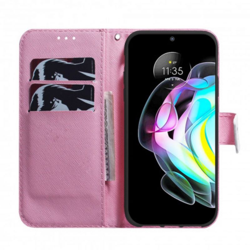 Flip Case Für Motorola Edge 20 Blume Staubiges Rosa