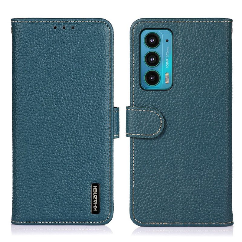 Flip Case Für Motorola Edge 20 Khazneh Litschi-leder