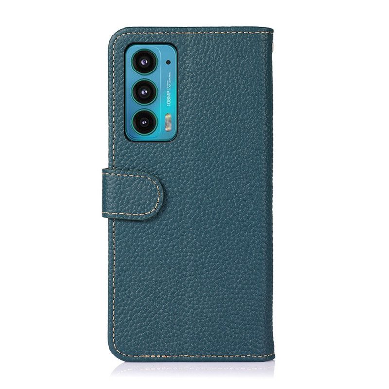 Flip Case Für Motorola Edge 20 Khazneh Litschi-leder