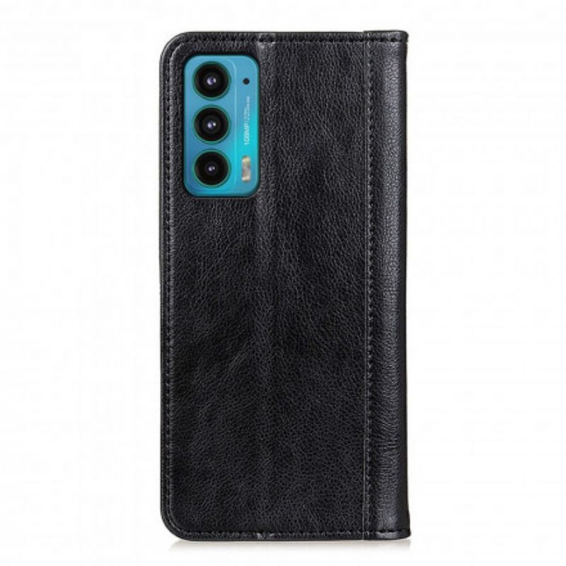 Schutzhülle Für Motorola Edge 20 Flip Case Version Aus Litschi-spaltleder