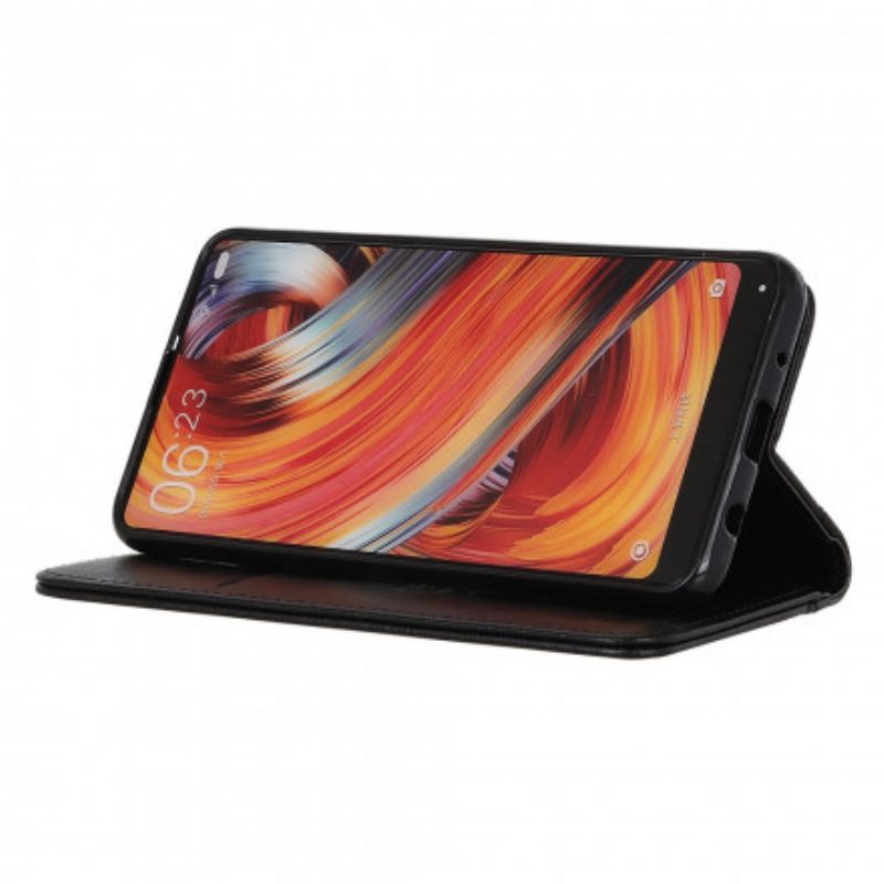 Schutzhülle Für Motorola Edge 20 Flip Case Version Aus Litschi-spaltleder