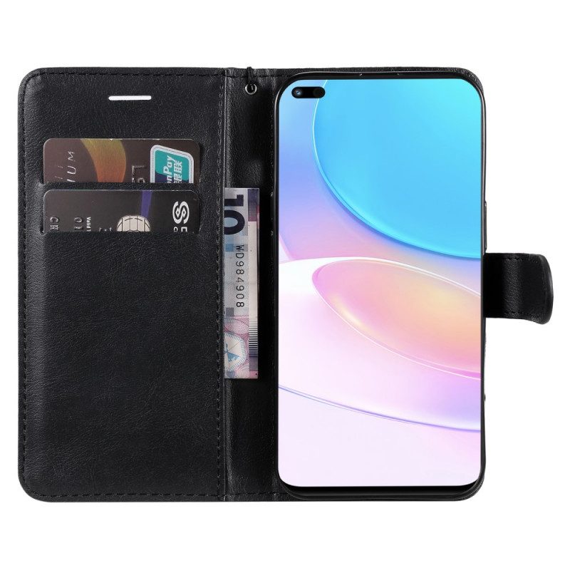 Flip Case Für Huawei Nova 8i Mit Kordel Riemchenledereffekt