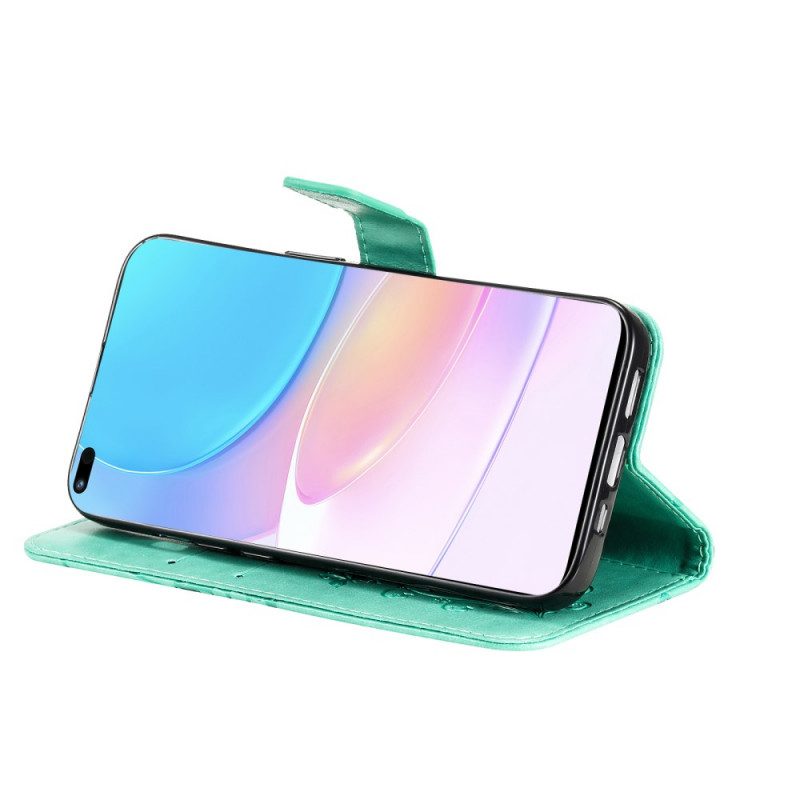 Flip Case Für Huawei Nova 8i Mit Kordel Riesige Riemenschmetterlinge