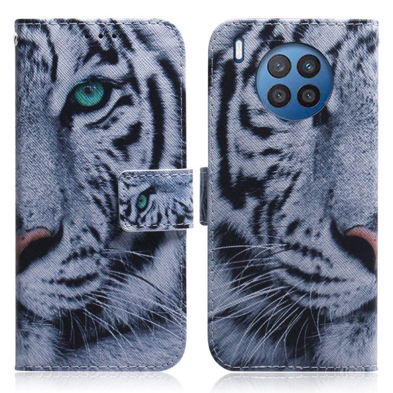 Flip Case Für Huawei Nova 8i Weißer Tiger