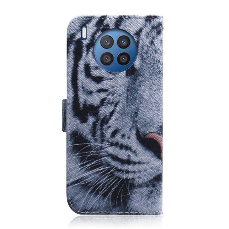 Flip Case Für Huawei Nova 8i Weißer Tiger