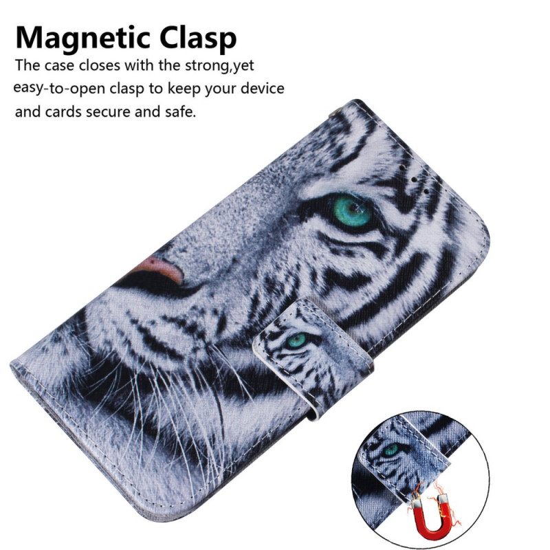 Flip Case Für Huawei Nova 8i Weißer Tiger