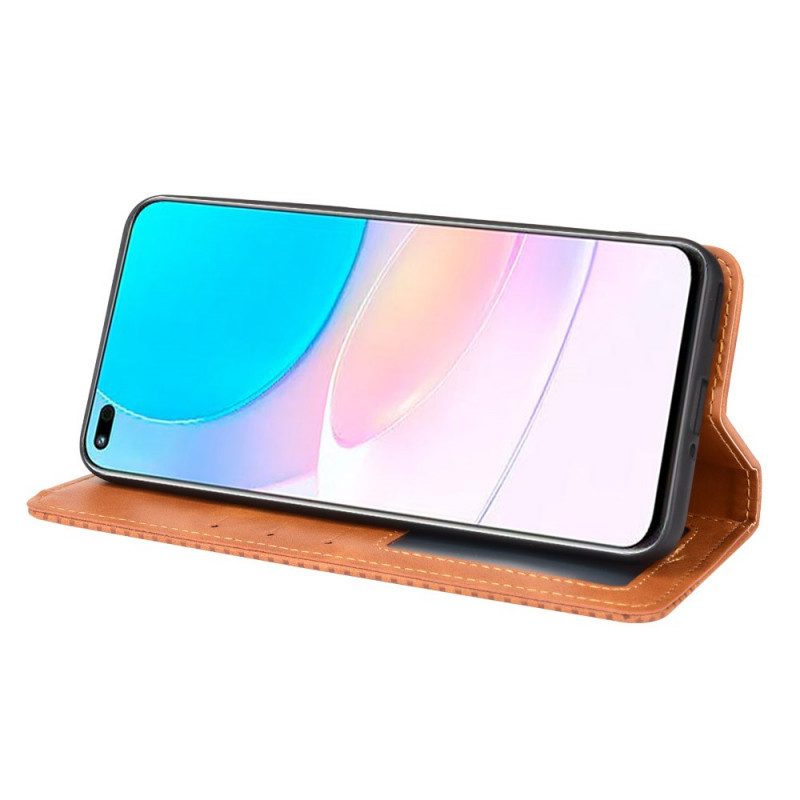 Schutzhülle Für Huawei Nova 8i Flip Case Stilisierter Vintage-ledereffekt