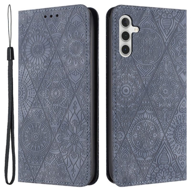 Flip Case Samsung Galaxy A15 5g Geschnalltes Patchwork