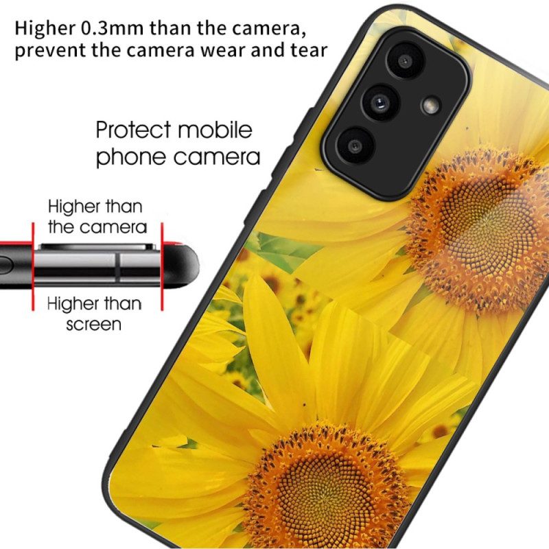 Hülle Für Samsung Galaxy A15 5g Sonnenblumen Aus Gehärtetem Glas