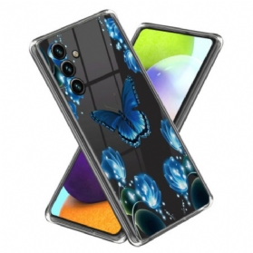 Hülle Samsung Galaxy A15 5g Blaue Schmetterlinge Und Blumen