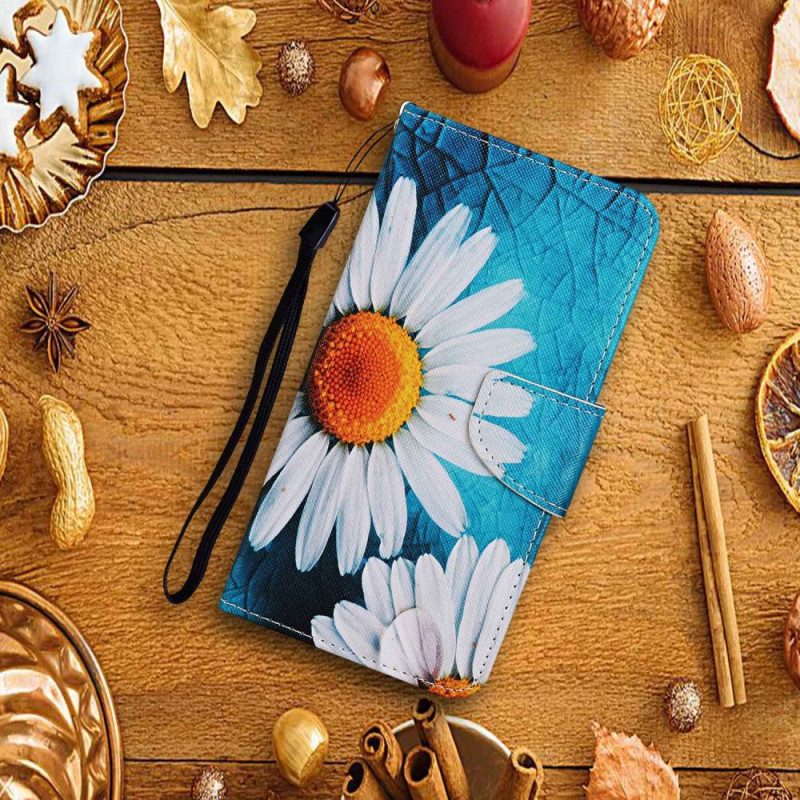 Lederhüllen Samsung Galaxy A15 5g Große Riemenchrysantheme