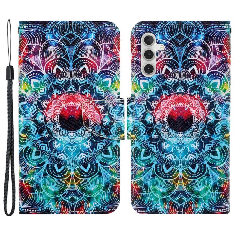 Lederhüllen Samsung Galaxy A15 5g Hervorragendes Mandala Mit Riemen