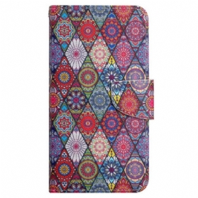 Lederhüllen Samsung Galaxy A15 5g Patchwork Mit Riemen