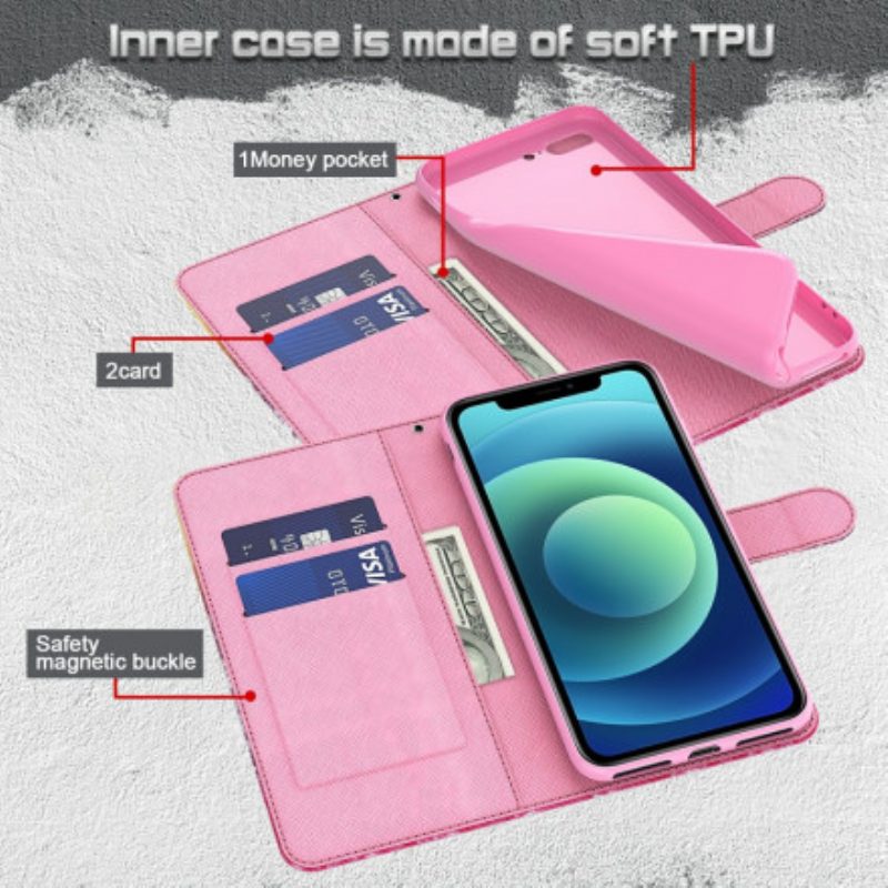 Flip Case Für Xiaomi Redmi Note 9 Pro 5G Lichtfleck Glitzer Magenta