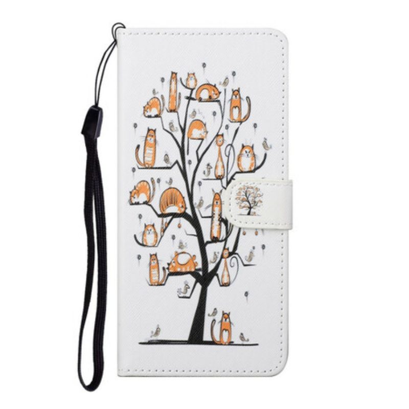 Flip Case Für Xiaomi Redmi Note 9 Pro 5G Mit Kordel Funky Cats Mit Riemen