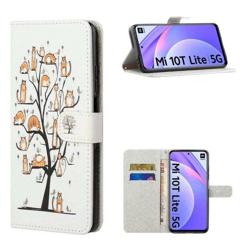 Flip Case Für Xiaomi Redmi Note 9 Pro 5G Mit Kordel Funky Cats Mit Riemen