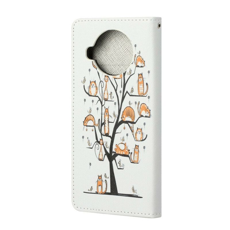 Flip Case Für Xiaomi Redmi Note 9 Pro 5G Mit Kordel Funky Cats Mit Riemen