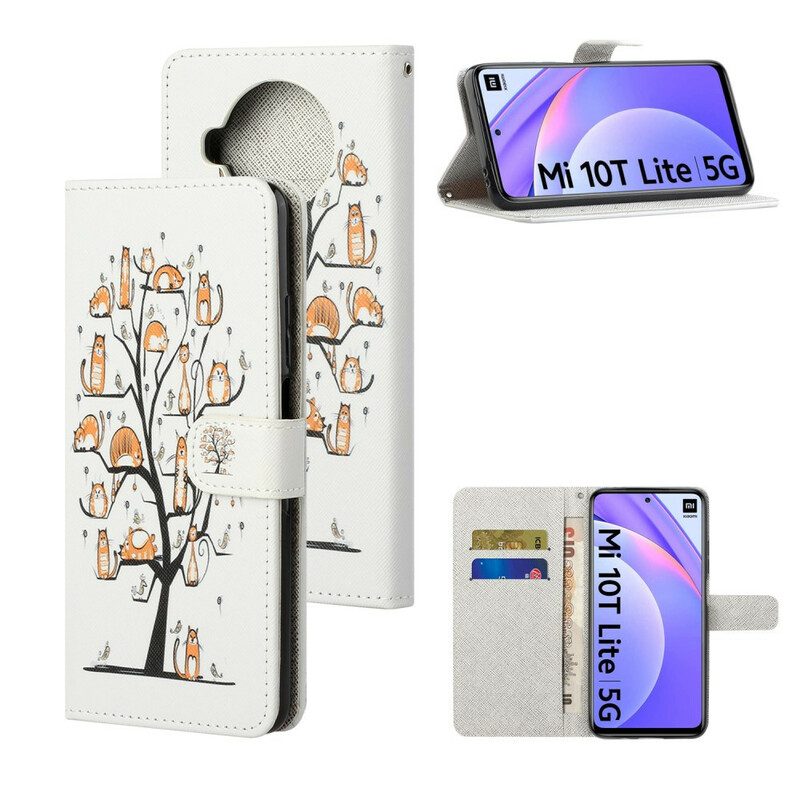 Flip Case Für Xiaomi Redmi Note 9 Pro 5G Mit Kordel Funky Cats Mit Riemen