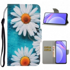 Flip Case Für Xiaomi Redmi Note 9 Pro 5G Mit Kordel Tanga-gänseblümchen