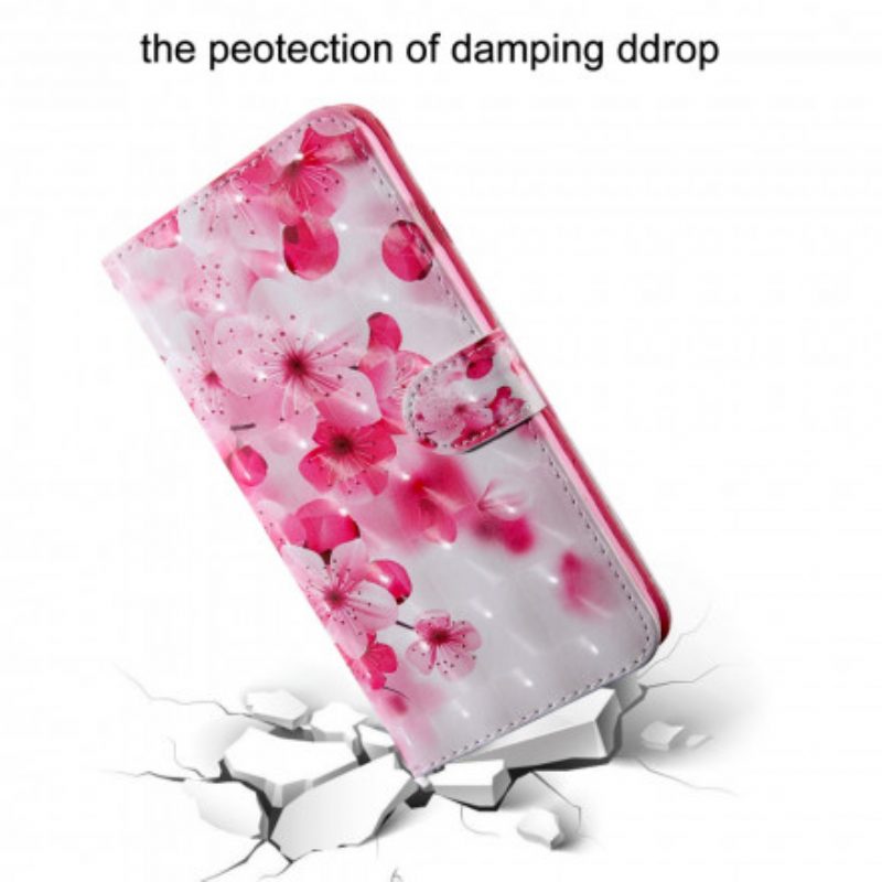 Flip Case Für Xiaomi Redmi Note 9 Pro 5G Pinke Blumen