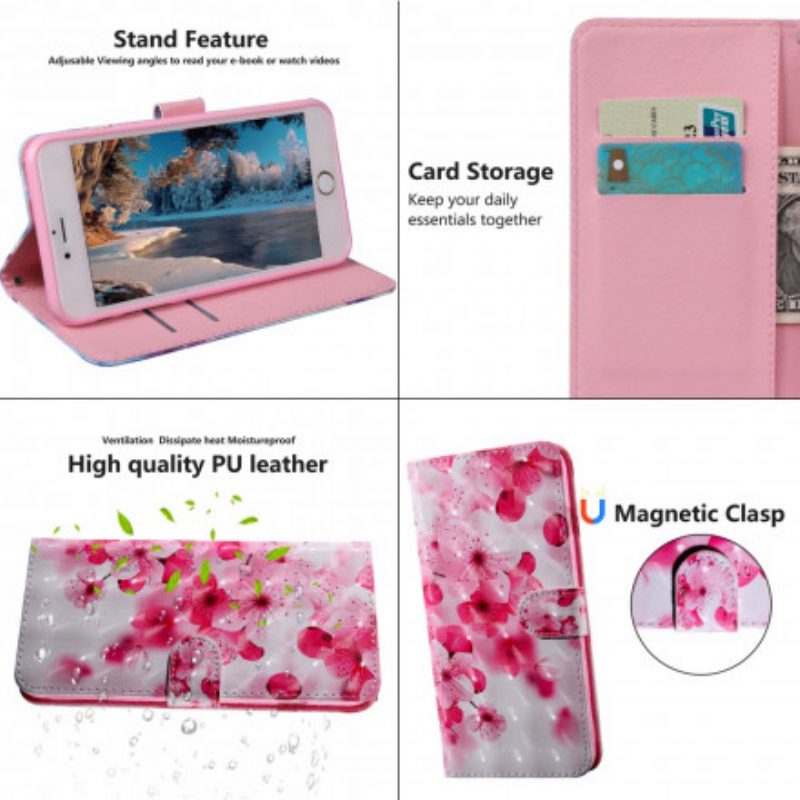 Flip Case Für Xiaomi Redmi Note 9 Pro 5G Pinke Blumen