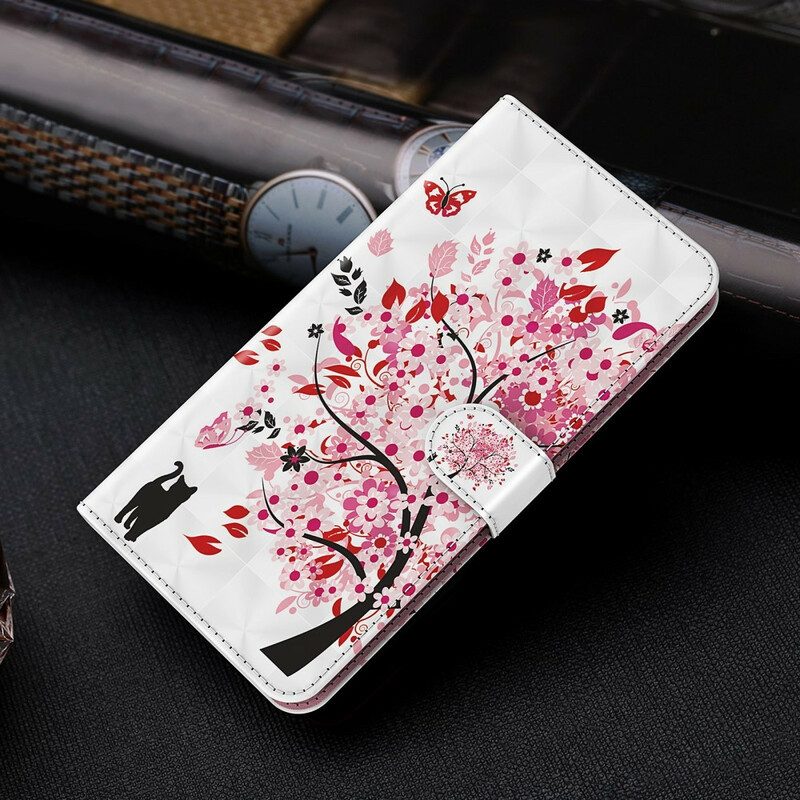 Flip Case Für Xiaomi Redmi Note 9 Pro 5G Rosa Baum