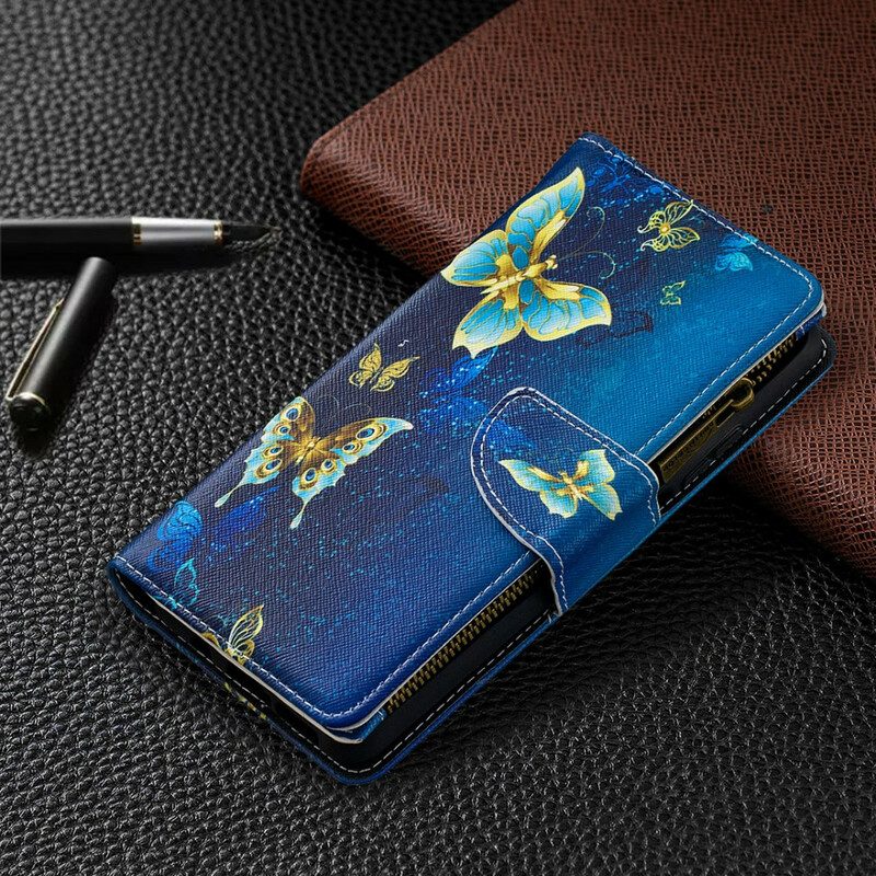 Flip Case Für Xiaomi Redmi Note 9 Pro 5G Schmetterlinge Mit Reißverschluss