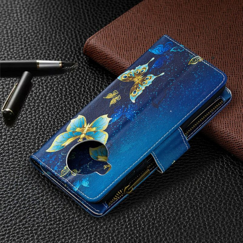 Flip Case Für Xiaomi Redmi Note 9 Pro 5G Schmetterlinge Mit Reißverschluss