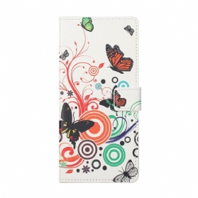 Flip Case Für Xiaomi Redmi Note 9 Pro 5G Schmetterlinge Und Blumen