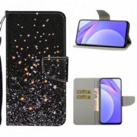 Flip Case Für Xiaomi Redmi Note 9 Pro 5G Sterne Und Pailletten Mit Schlüsselband