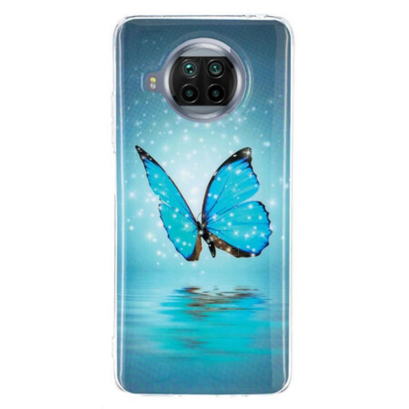 Hülle Für Xiaomi Redmi Note 9 Pro 5G Neonblauer Schmetterling