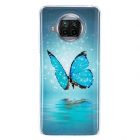 Hülle Für Xiaomi Redmi Note 9 Pro 5G Neonblauer Schmetterling