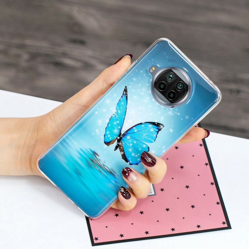 Hülle Für Xiaomi Redmi Note 9 Pro 5G Neonblauer Schmetterling