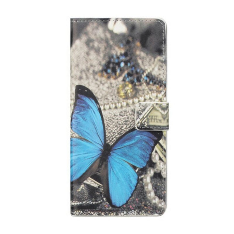 Lederhüllen Für Xiaomi Redmi Note 9 Pro 5G Blauer Schmetterling